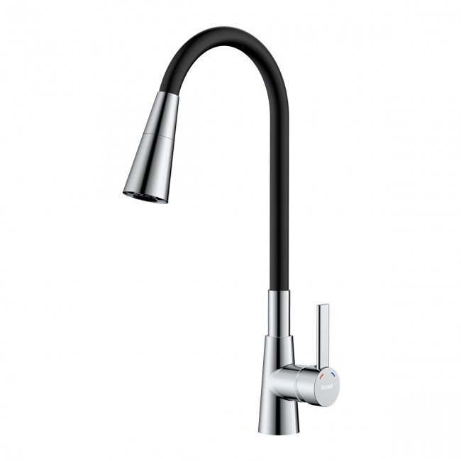 Смеситель Rossinka для кухни с гибким поворотным изливом (Z35-39-Black) Смеситель Rossinka для кухни с гибким поворотным изливом (Z35-39-Black)
