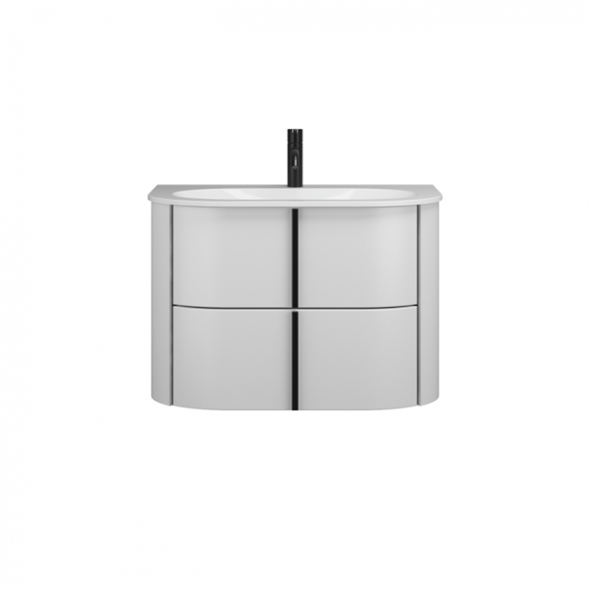 Burgbad Lavo 2.0 Комплект мебели 72х49.5х49.2см., 2 ящика, раковина Velvet с сифоном, с 1 отв., ручки черные, подвесной, цвет: белый глянцевый