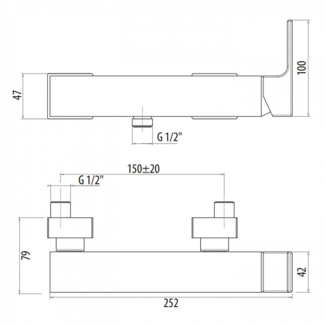 Gattoni Kubik Смеситель для душа, однорычажный, вывод снизу, цвет: черный матовый