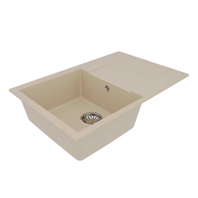 Кухонная мойка Lemark IMANDRA 760 врезная прямоугольная с крылом из кварцгранита цвет: Бежевый (9910026)