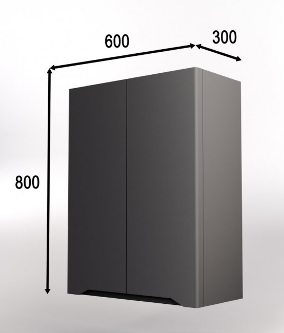 Style Line Шкаф подвесной "Марелла мини 600" Люкс антискрейтч серый, PLUS