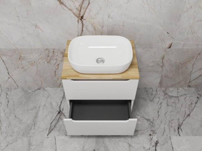 Style Line Тумба подвесная "Бали 60" 2 ящика со столешницей БЕЛЫЙ СОФТ Style Line Тумба подвесная "Бали 60" 2 ящика со столешницей БЕЛЫЙ СОФТ