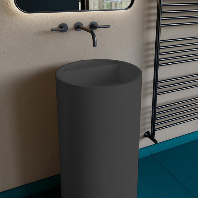 Salini Armonia Раковина накладная 45х45х85/95см, без отв. под смес, без перелива, материал: S-Stone, цвет: RAL9011