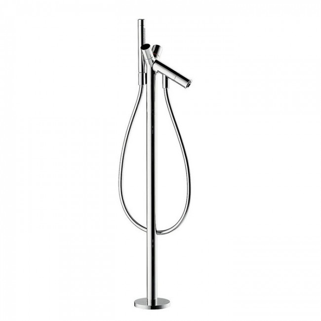 Axor Starck, Смеситель для ванны, c двумярукоятками, напольный, внешняя часть, цвет: хром