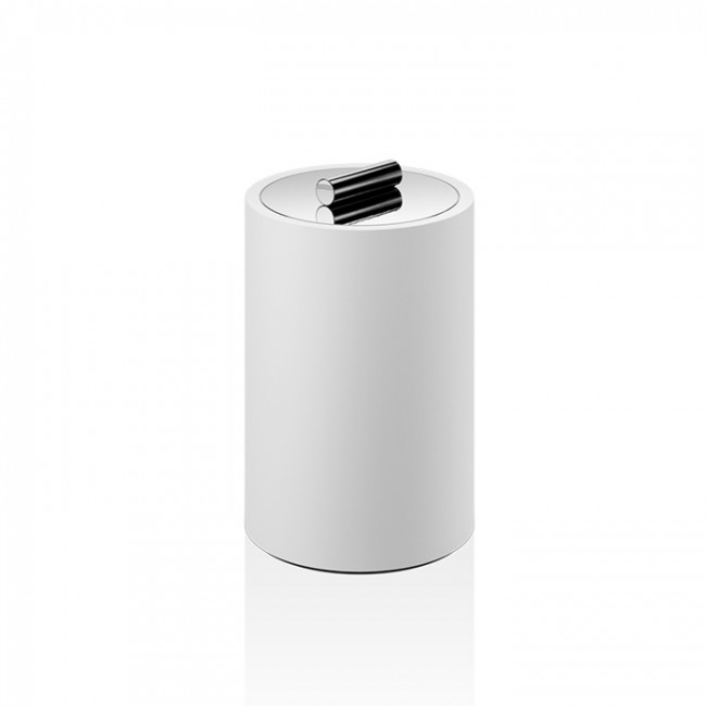 Decor Walther Stone DMD L Баночка универсальная 16x10см, с крышкой, настольная, цвет: белый / хром