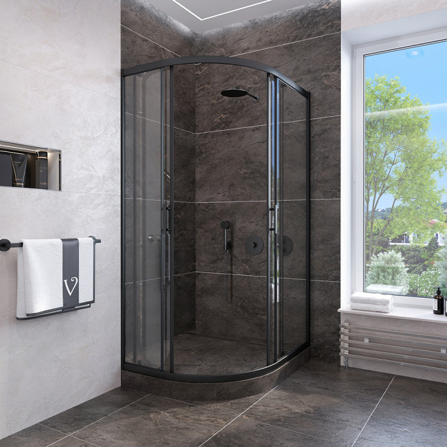 Душевой угол Veconi Rovigo RV107B-90-01-C4, 900x900x1900, черный,  прозрачное