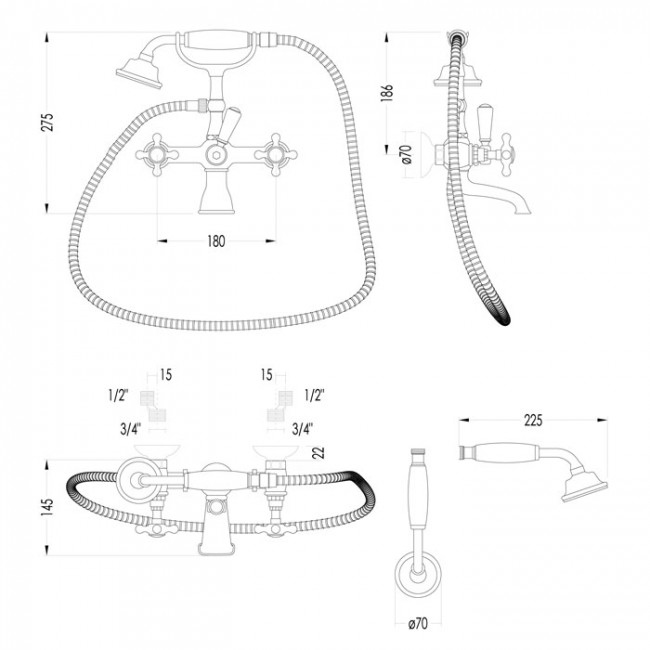 Devon&Devon Austin Смеситель для ванны, цвет: золото UTAU933