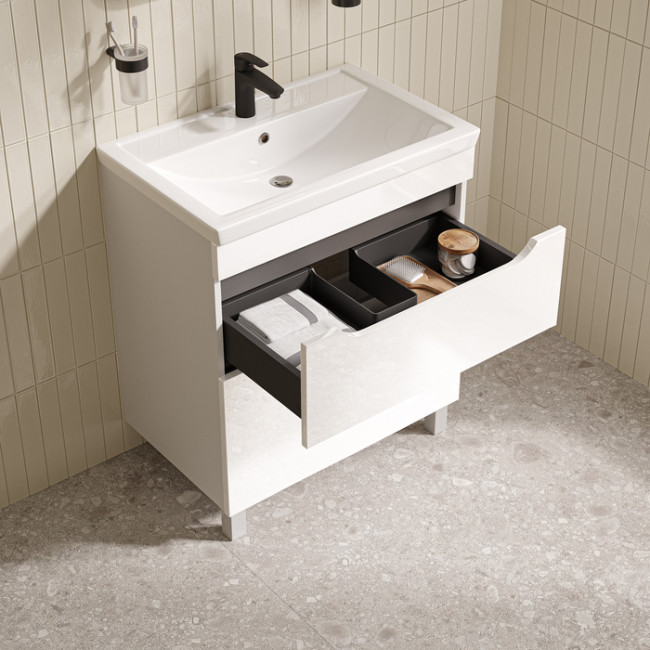 Тумба с умывальником, напольная, 70 см, белый, Ray, IDDIS, RAY70WFi95K