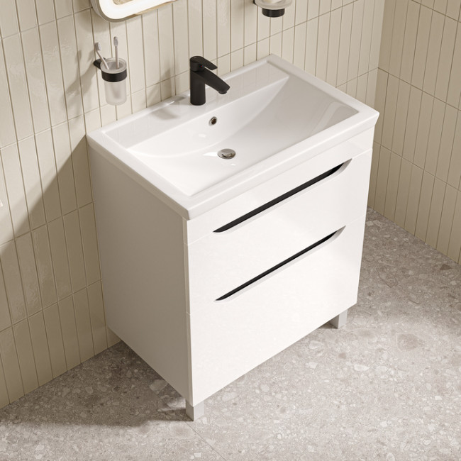 Тумба с умывальником, напольная, 70 см, белый, Ray, IDDIS, RAY70WFi95K