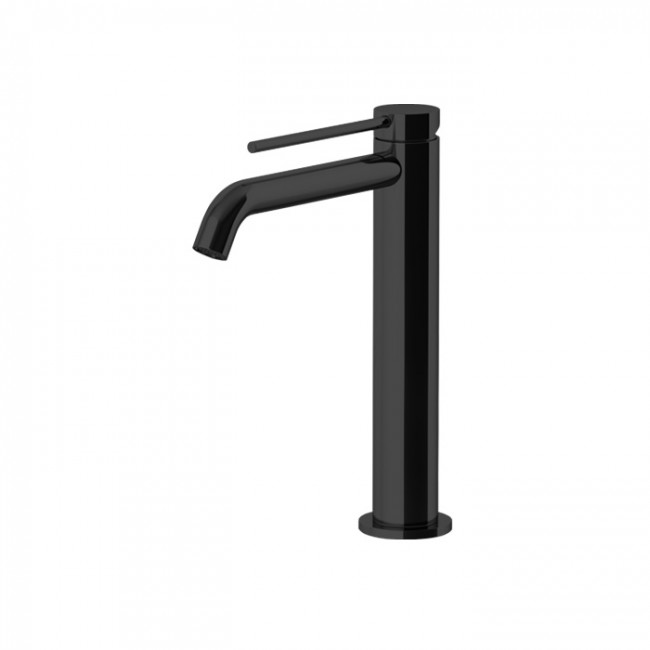 Gattoni Circle Two Смеситель для раковины высокий 227 мм, на 1 отверстие, излив 155 мм, с донным клапаном, цвет: черный матовый