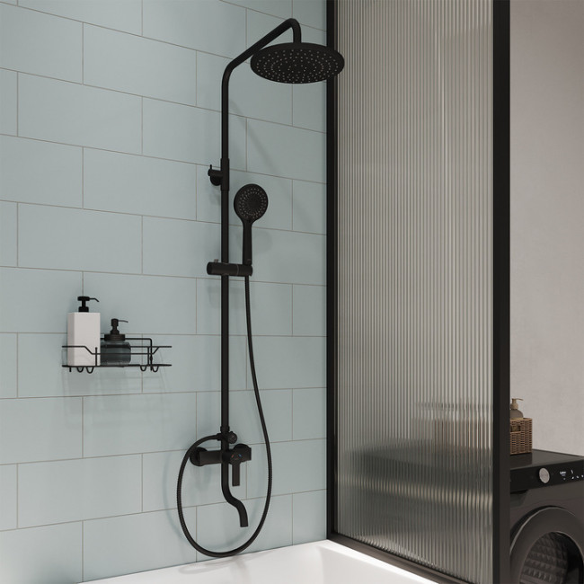 Душевая система с тропическим душем Milardo Stripe черный матовый (STRBL5FM06)