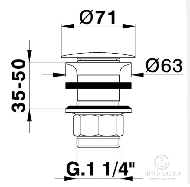 CISAL Донный клапан 1"1/4 для раковин без перелива, цвет: золото