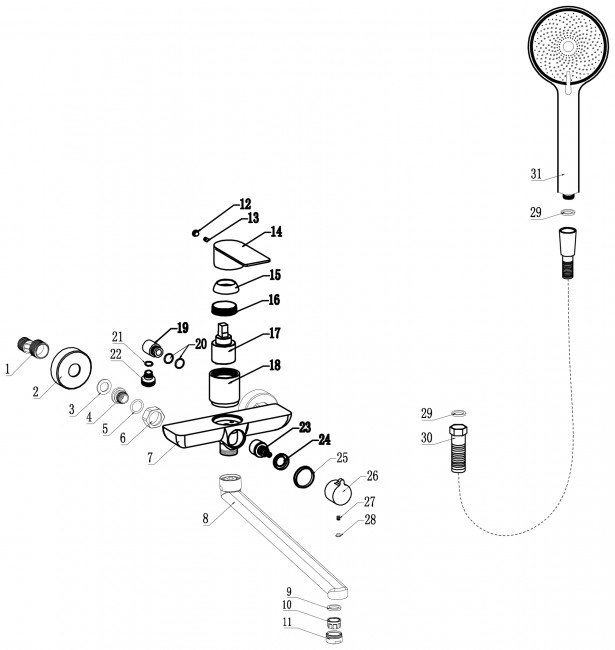 Смеситель для ванны Fmark (FS8824Q)