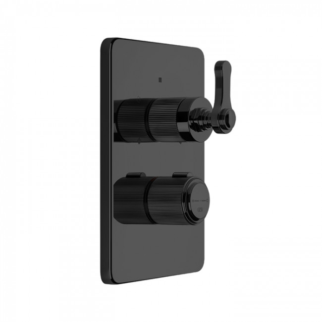 Gessi Venti20 Смеситель встраиваемый, термостатический, с запорным вентилем, внешняя часть, цвет: черный матовый Gessi Venti20 Смеситель встраиваемый, термостатический, с запорным вентилем, внешняя часть, цвет: черный матовый