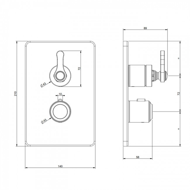 Gessi Venti20 Смеситель встраиваемый, термостатический, с запорным вентилем, внешняя часть, цвет: черный матовый Gessi Venti20 Смеситель встраиваемый, термостатический, с запорным вентилем, внешняя часть, цвет: черный матовый