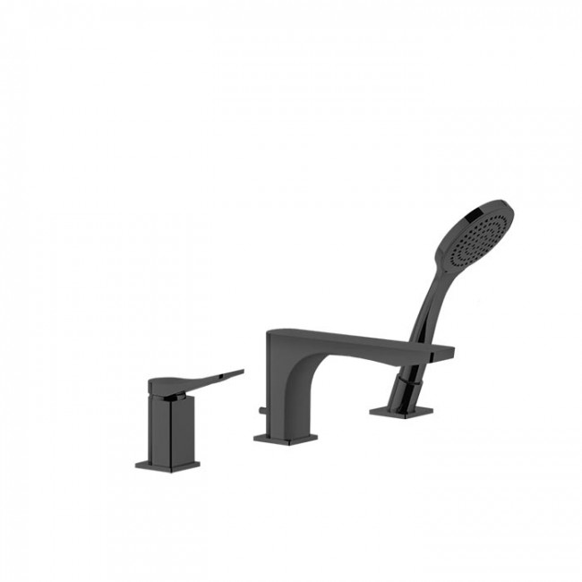 Gessi Rilievo Смеситель на борт ванны на 3 отв, с убирающаяся душевой лейкой, цвет: black XL