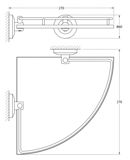 Полка угловая с ограничителем 28 см FBS Standard STA 012