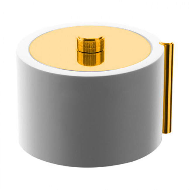 Bertocci Easy Контейнер с крышкой из композита, отделка "тысяча строк", цвет: белый матовый/золото