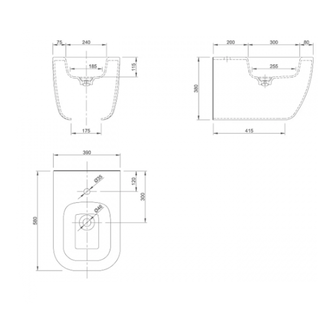 KNIEF Pride Биде подвесное 52х39х33см с 1 отв под смеситель, цвет: белый матовый