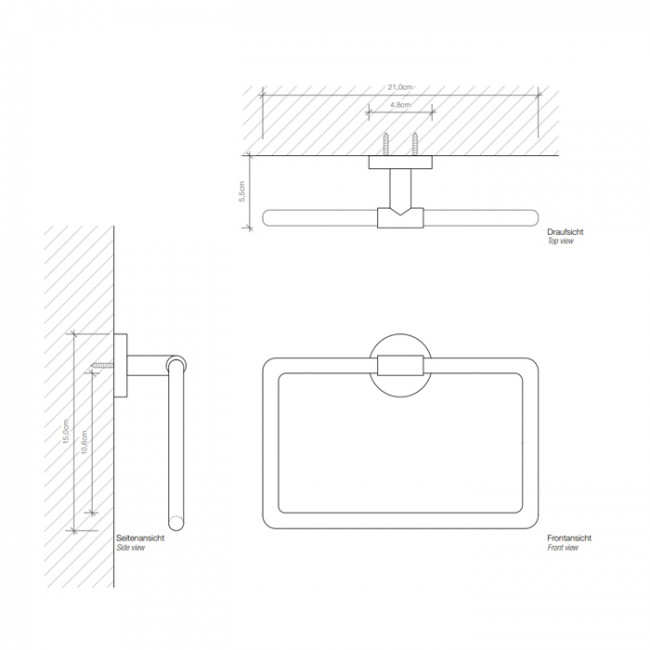Decor Walther Basic HTR Полотенцедержатель кольцо 21см., подвесной, цвет: черный матовый Decor Walther Basic HTR Полотенцедержатель кольцо 21см., подвесной, цвет: черный матовый