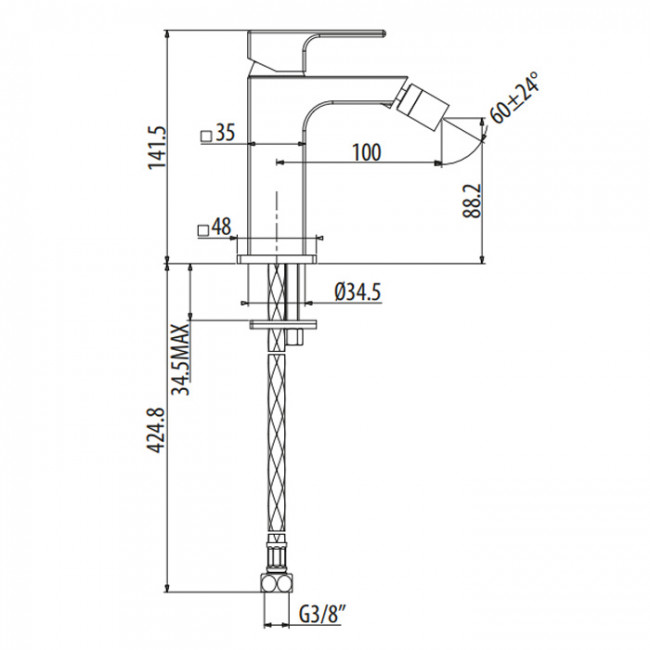 GATTONI Kubik Смеситель для биде,  цвет: черный матовый