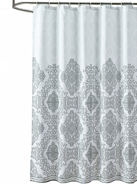 Шторка для ванной 180x200 Carnation Home Fashions Pattern Silver TEM180SLV