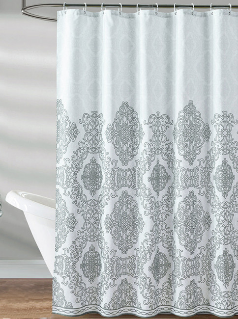 Шторка для ванной 180x200 Carnation Home Fashions Pattern Silver TEM180SLV