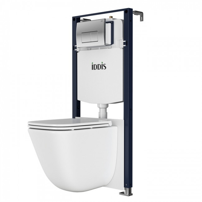 Комплект 3в1: подвесной унитаз, инсталляция и клавиша смыва хром IDDIS Basic (BASTQ01i73) Комплект 3в1: подвесной унитаз, инсталляция и клавиша смыва хром IDDIS Basic (BASTQ01i73)