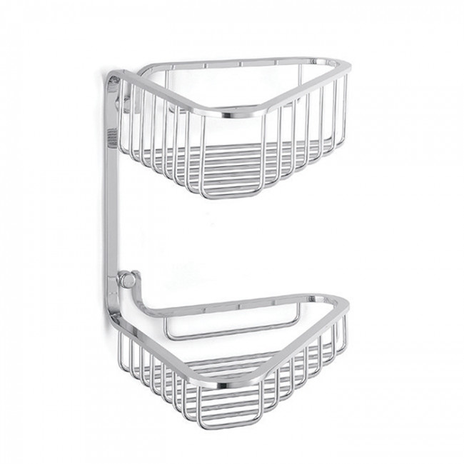 Bertocci Complementi Полка-решетка угловая для душа 20х25х20 см двойная, подвесной, цвет: хром