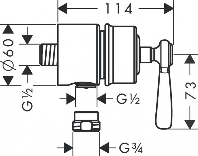 Axor Montreux, Шланговое подсоединение Fixfit Stop, с рычаговой рукояткой, цвет: хром