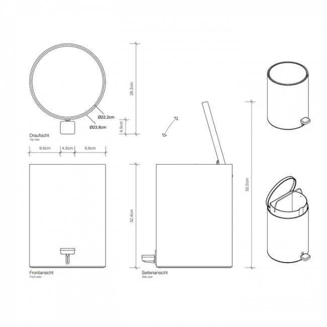 Decor Walther TE 50 Ведро 23.5xh32см, с педалью и крышкой, softclose, напольное, цвет: белый матовый Decor Walther TE 50 Ведро 23.5xh32см, с педалью и крышкой, softclose, напольное, цвет: белый матовый