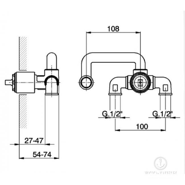 CISAL Внутренняя часть однорычажного смесителя из стены для раковины, ZA02551004
