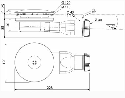 Сифон для душевого поддона Olimpia pil.pd90 Slim 
