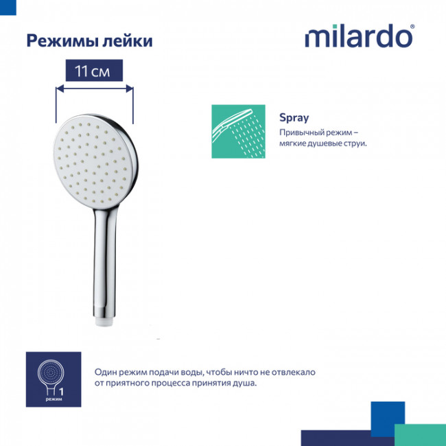 Лейка для душа, Essential, Milardo, ESS1F11M18 Лейка для душа, Essential, Milardo, ESS1F11M18