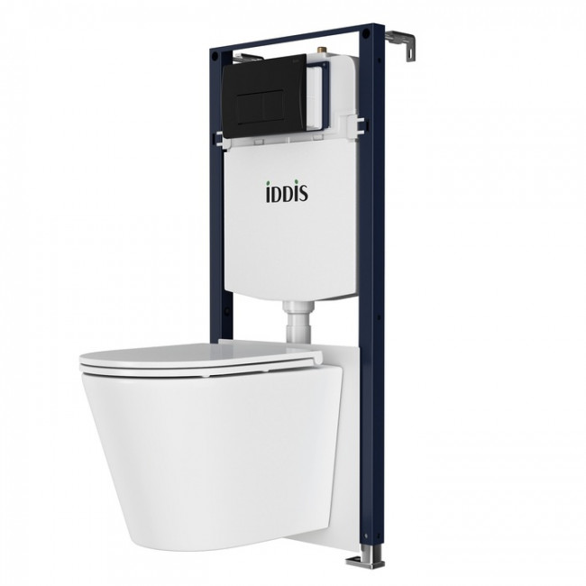 Комплект 3в1: подвесной унитаз, инсталляция и черная клавиша смыва IDDIS Calipso Q (CAQPO1MBi73)