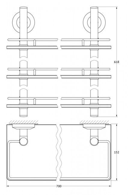 Полка с ограничителем 3-х ярусная 70 см FBS Standard STA 071