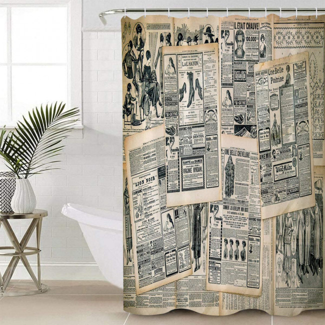 Шторка для ванной 180x230 Carnation Home Fashions Newspaper NEW230BEG