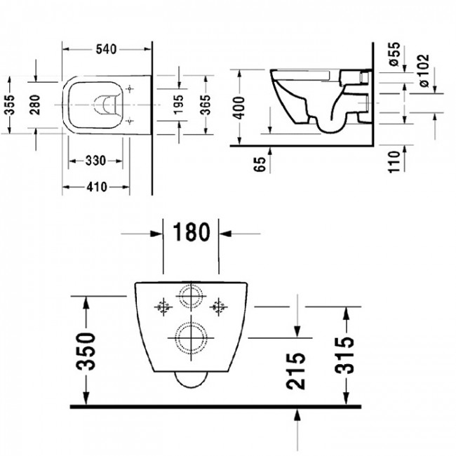 DURAVIT Happy D.2 Унитаз подвесной безободковый 54х36.5см, с креплением, цвет: белый 2222090000