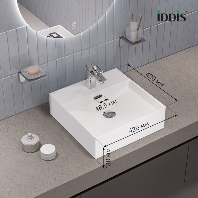 Умывальник накладной/подвесной, белый глянцевый, Bild, IDDIS, BILWS42i27