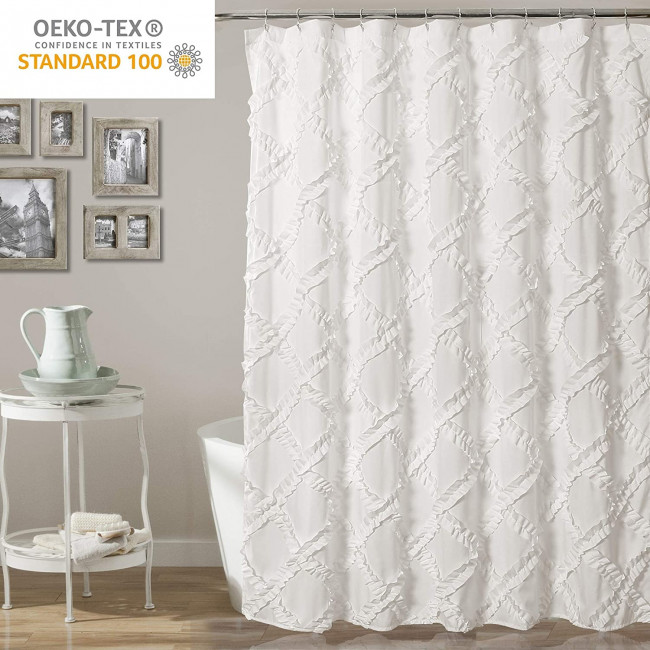 Шторка для ванной 180х180 Carnation Home Fashions Diamonds White DDS180W