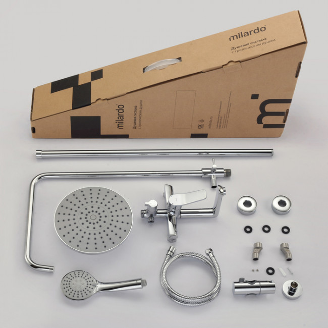 Душевая система с тропическим душем Milardo Enjoy хром глянцевый (ENJSB3FM06)