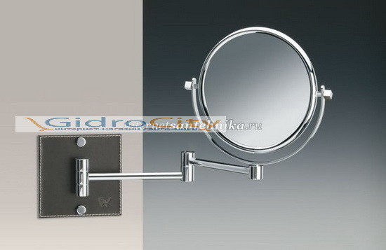 Зеркало настенное круглое 2-й поворот d.185 Kenia box (бел.кожа) хром Windisch 99337B 5XOP Зеркало настенное круглое 2-й поворот d.185 Kenia box (бел.кожа) хром Windisch 99337B 5XOP