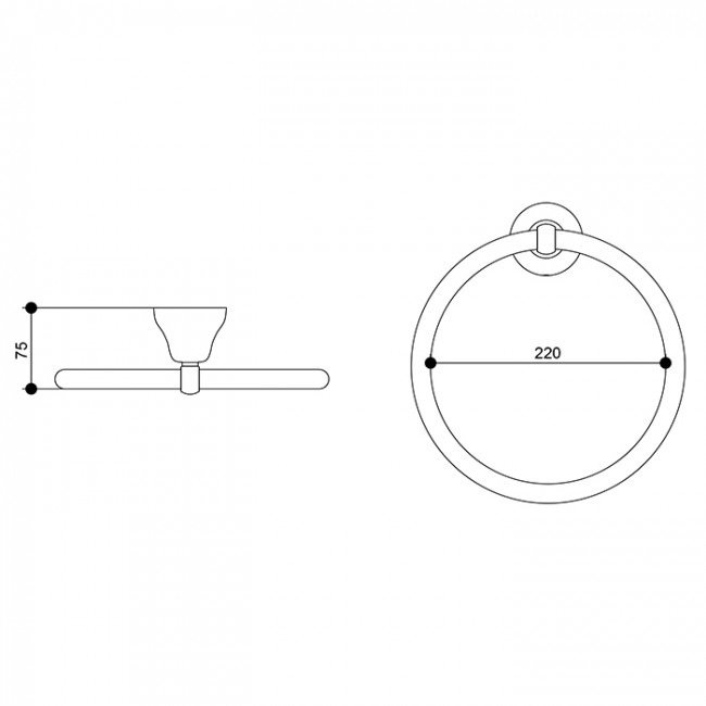 Bongio Axel Полотенцедержатель-кольцо 22см., подвесной, цвет: золото 24к.