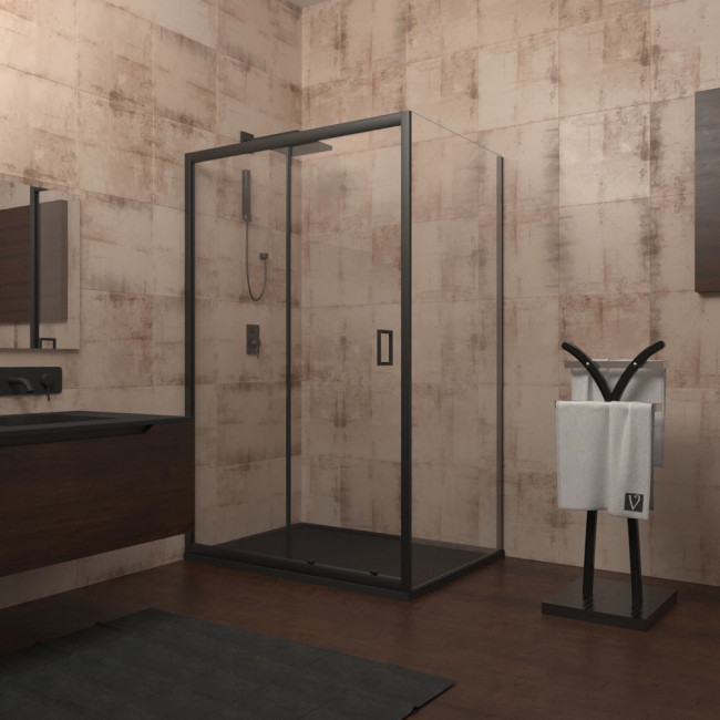 Душевой угол Veconi Rovigo RV046B-10090-01-C5, 1000х900х1950, черный,  прозрачное