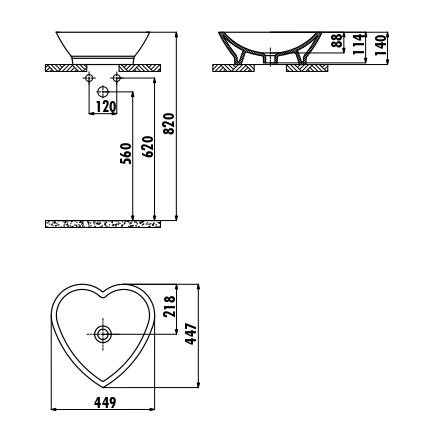 CREAVIT Раковина TP149 сердце белая TP149-00CB00E-0000