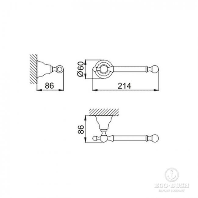 HUBER Croisette Бумагодержатель без крышки, подвесной, цвет: никель матовый