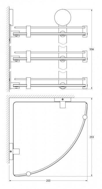Полка с ограничителем 3-х ярусная угловая 26 см Artwelle Harmonie HAR 041