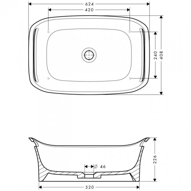 Axor Urquiola Раковина 62.5х40.8 см, без отв., накладная, цвет: белый