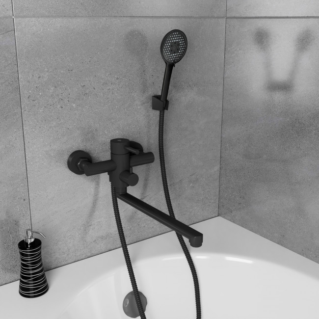 Смеситель для ванны с длинным поворотным изливом RUSH Melos (SUS1101-51Black)