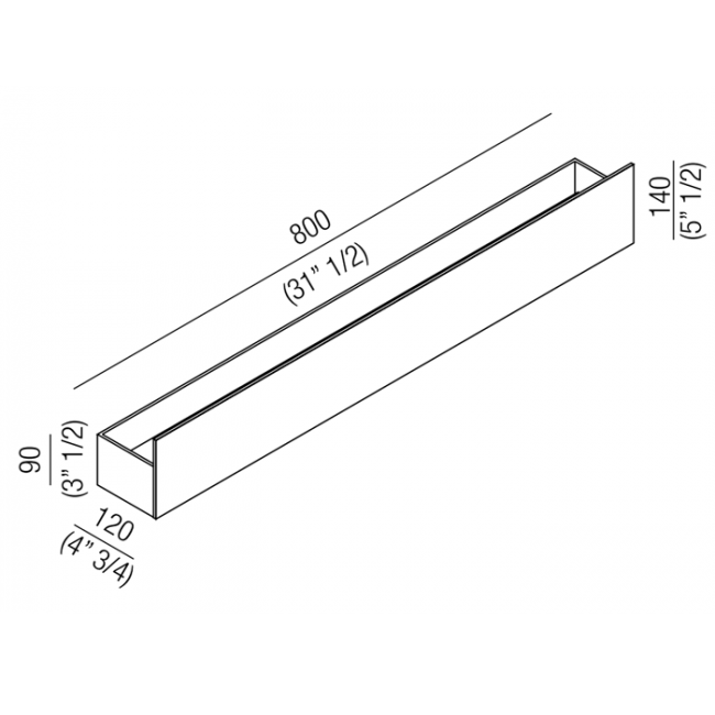 Agape Sen Полочка, 80см, подвесная, цвет: черный